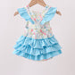 Blue Floral Ruffle Bubble
