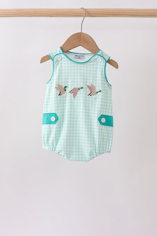 Green Mallard Plaid Embroidered Bubble