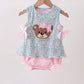 Green Bear Floral Applique Bubble