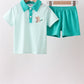 Green Mallard Plaid Embroidered Set