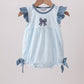 Blue Plaid Embroidered Bow Bubble