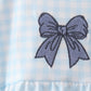 Blue Plaid Embroidered Bow Bubble