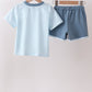 Blue Police Car Stripe Embroidered Set