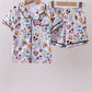 Purple character print bamboo pajama set