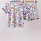 Purple character print bamboo pajama set