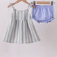Blue stripe shark embroidery bloomer set