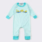 Blue truck stripe boy romper