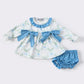 Teal bow floral baby girl set