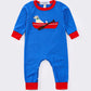 Blue puppy fishing boy romper