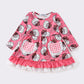 Pink santa claus print ruffle dress