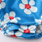 Platinum Blue & white floral print ruffle girl bubble