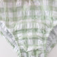Green seersucker gingham one-piece girl swimsuit