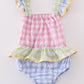 Multicolored gingham one-piece girl swimsuit