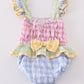Multicolored gingham one-piece girl swimsuit