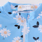 Blue daisy print 2pc girl swimsuit UPF50+