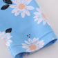 Blue daisy print 2pc girl swimsuit UPF50+