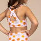 Orange floral print 2pc girl swimsuit (size run small, go up 2-3 sizes)