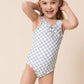 Gren plaid tie one piece girl swimsuit