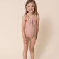 Terracotta stripe tie one piece girl swimsuit