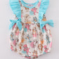 Blue character print ruffle girl bubble