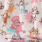 Blue character print ruffle girl bubble