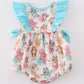 Blue character print ruffle girl bubble