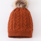 Rust cable knit pom pom beanie hat baby toddler adult