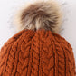 Rust cable knit pom pom beanie hat baby toddler adult