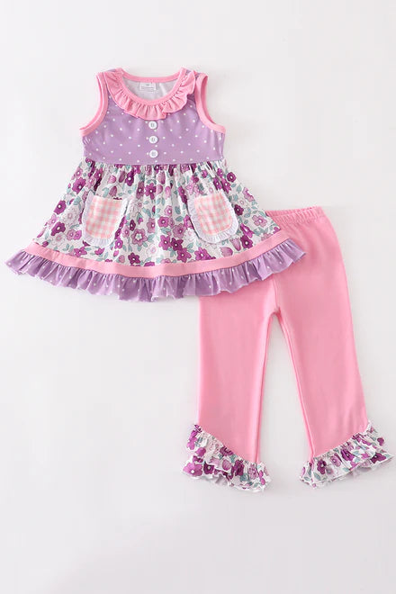 pink floral girls set