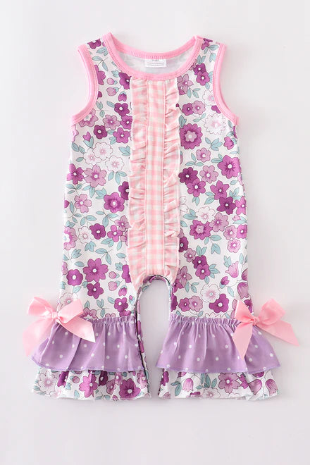 Pink floral romper
