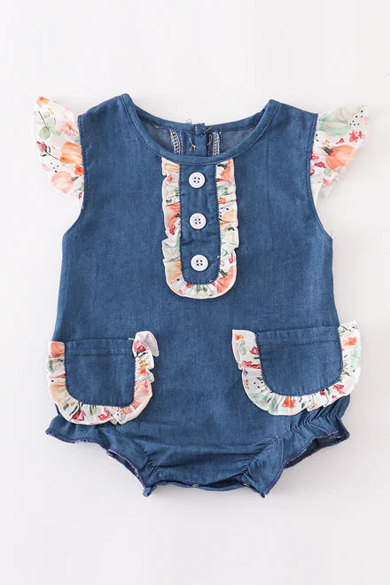 Denim pumpkin print bubble