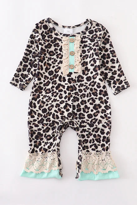 Leopard ruffle romper
