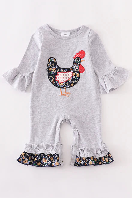 Grey rooster romper
