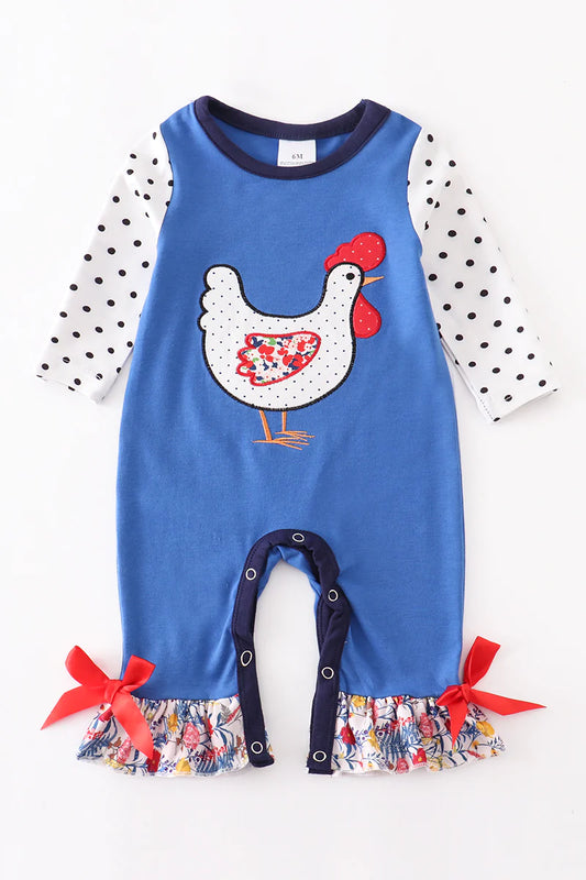 Blue rooster romper