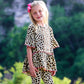 AnnLoren Little & Big Girls 3/4 Angel Sleeve Leopard Cotton Knit Ruffle Shirt