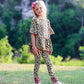 AnnLoren Little & Big Girls 3/4 Angel Sleeve Leopard Cotton Knit Ruffle Shirt
