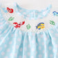 MINT GREEN POLKADOT MERMAID SMOCKED DRESS