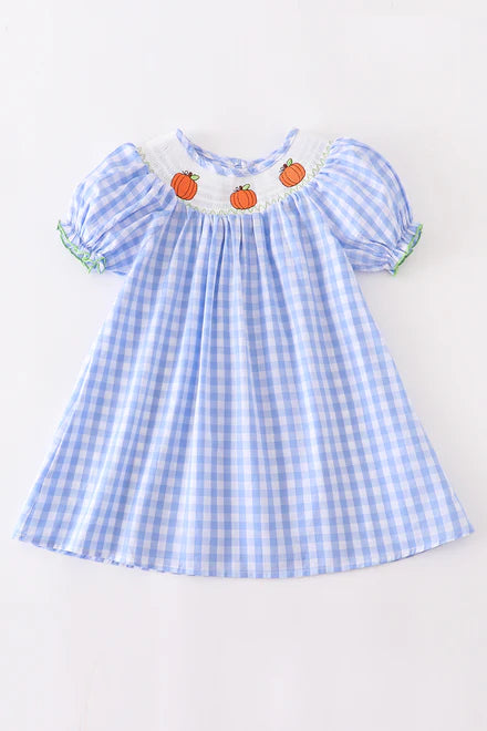 Pumpkin Plaid smocked dress