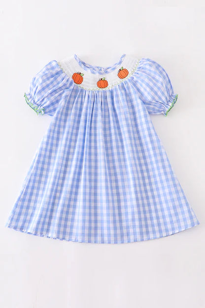 Pumpkin Plaid smocked dress