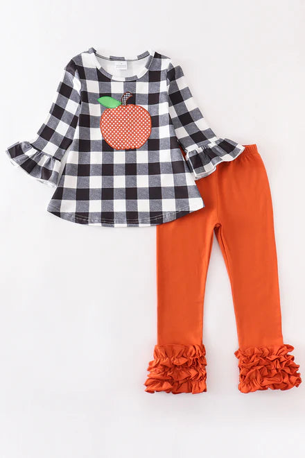 Halloween plaid ruffle set