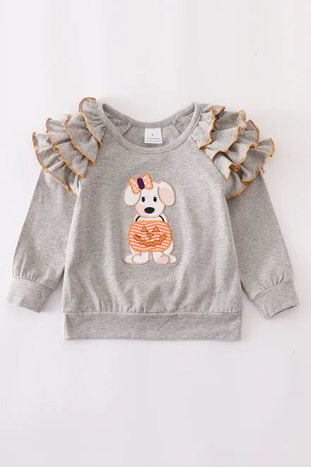 Halloween dog ruffle shirt