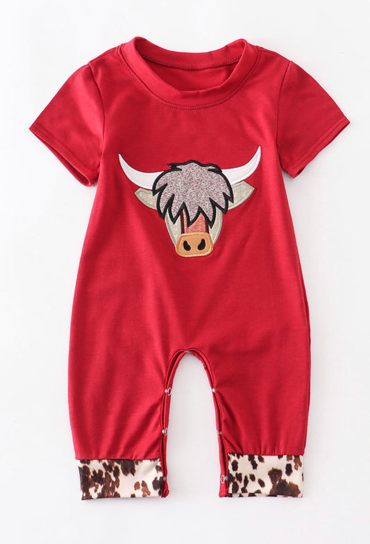 Highland cow boys romper