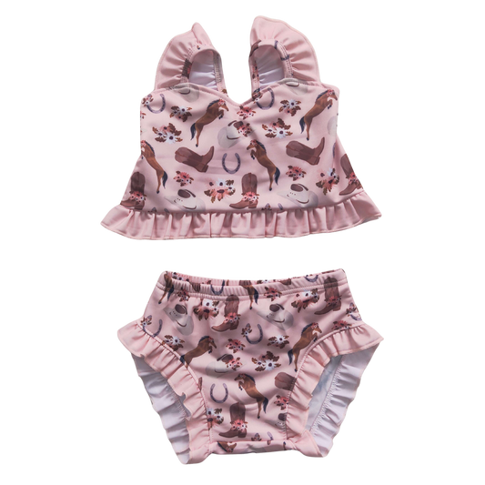 Cowgirl two piece ruffle swim