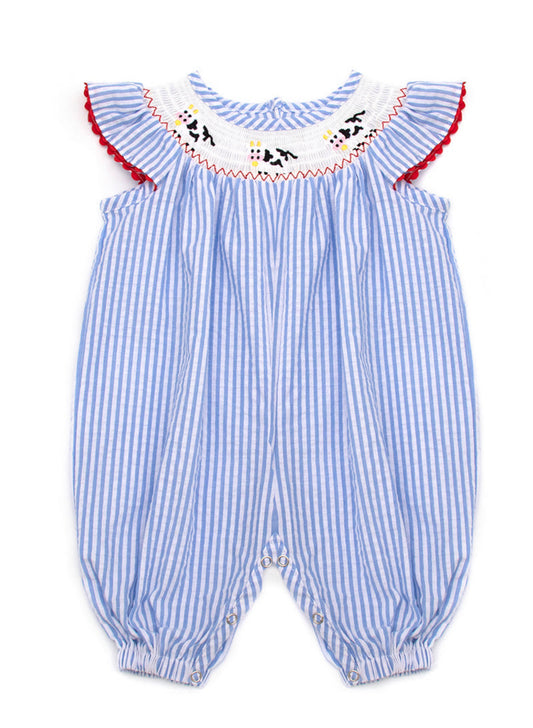 Smocked cow romper
