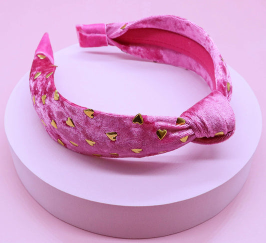 Pink heart knot headband