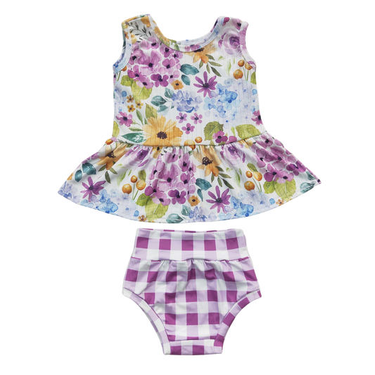 Plaid spring flower bloomer set